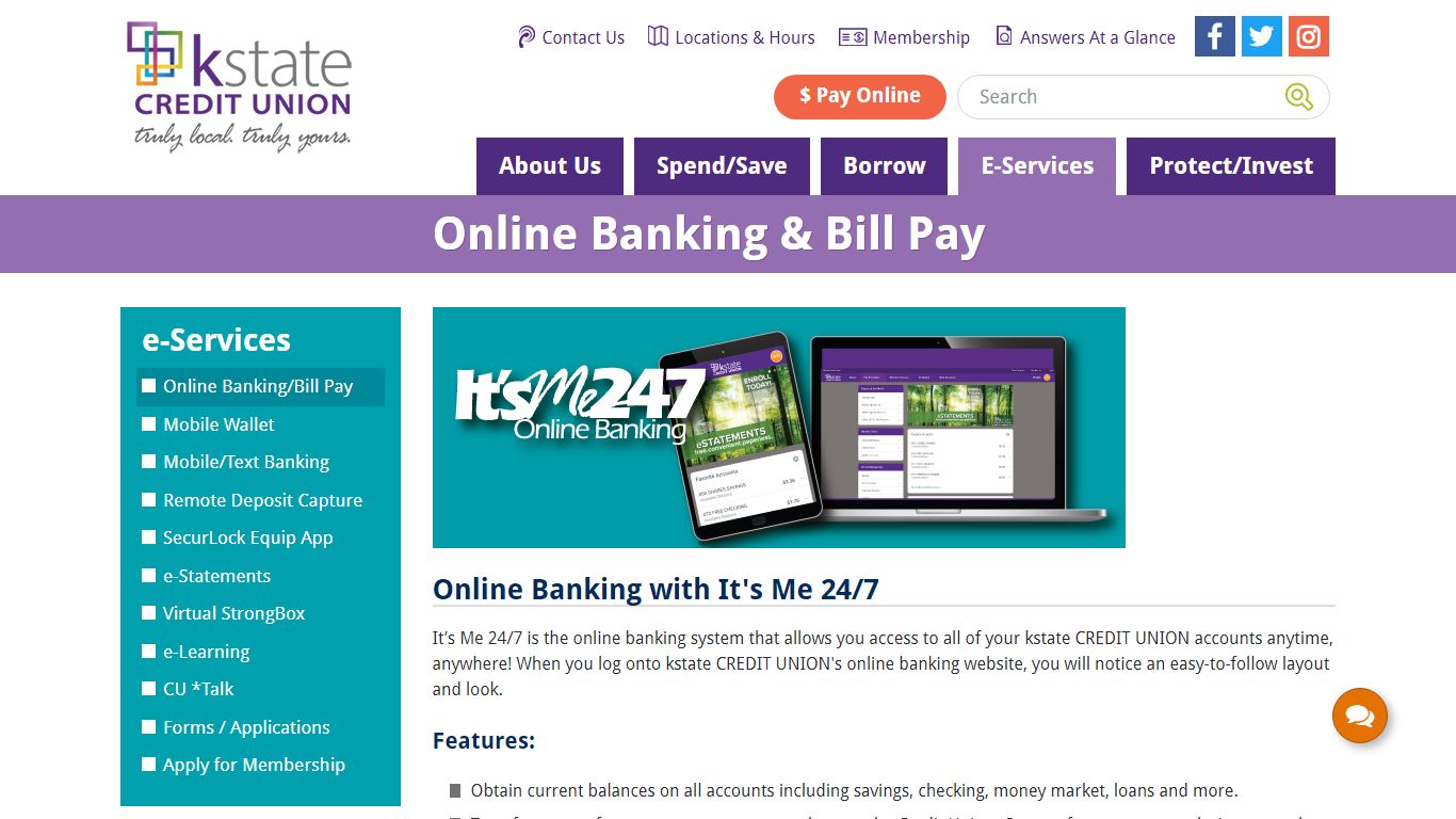 kstate CREDIT UNION - Online Banking/Bill Pay